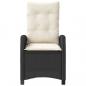 Preview: Gartensessel Verstellbar mit Kissen Schwarz Poly Rattan