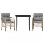Preview: 3-tlg. Bistro-Set mit Kissen Beigemischung Poly Rattan