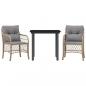 Preview: 3-tlg. Bistro-Set mit Kissen Beigemischung Poly Rattan