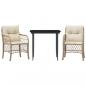 Preview: 3-tlg. Bistro-Set mit Kissen Beige Poly Rattan