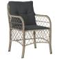 Preview: 3-tlg. Bistro-Set mit Kissen Hellgrau Poly Rattan