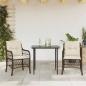 Preview: ARDEBO.de - 3-tlg. Bistro-Set mit Kissen Braun Poly Rattan