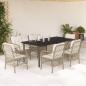 Preview: ARDEBO.de - 7-tlg. Garten-Essgruppe mit Kissen Beige Poly Rattan