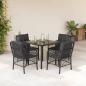 Preview: ARDEBO.de - 5-tlg. Garten-Essgruppe mit Kissen Schwarz Poly Rattan