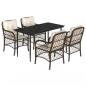 Preview: 5-tlg. Garten-Essgruppe mit Kissen Braun Poly Rattan