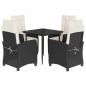 Preview: 5-tlg. Garten-Essgruppe mit Kissen Schwarz Poly Rattan