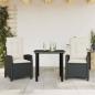 Preview: ARDEBO.de - 3-tlg. Garten-Essgruppe mit Kissen Schwarz Poly Rattan