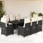 Preview: ARDEBO.de - 9-tlg. Garten-Essgruppe mit Kissen Schwarz Poly Rattan