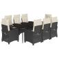 Preview: 9-tlg. Garten-Essgruppe mit Kissen Schwarz Poly Rattan