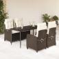 Preview: ARDEBO.de - 5-tlg. Garten-Essgruppe mit Kissen Braun Poly Rattan