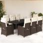 Preview: ARDEBO.de - 9-tlg. Garten-Essgruppe mit Kissen Braun Poly Rattan