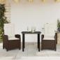 Preview: ARDEBO.de - 3-tlg. Garten-Essgruppe mit Kissen Braun Poly Rattan