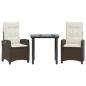 Preview: 3-tlg. Garten-Essgruppe mit Kissen Braun Poly Rattan
