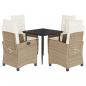 Preview: 5-tlg. Garten-Essgruppe mit Kissen Beige Poly Rattan