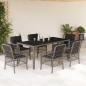 Preview: ARDEBO.de - 7-tlg. Garten-Essgruppe mit Kissen Grau Poly Rattan