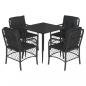 Preview: 5-tlg. Garten-Essgruppe mit Kissen Schwarz Poly Rattan