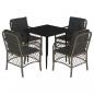 Preview: 5-tlg. Garten-Essgruppe mit Kissen Grau Poly Rattan