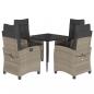 Preview: 5-tlg. Garten-Essgruppe mit Kissen Hellgrau Poly Rattan