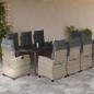 Preview: ARDEBO.de - 9-tlg. Garten-Essgruppe mit Kissen Hellgrau Poly Rattan