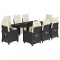 Preview: 9-tlg. Garten-Essgruppe mit Kissen Schwarz Poly Rattan