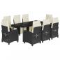 Preview: 9-tlg. Garten-Essgruppe mit Kissen Schwarz Poly Rattan
