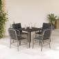 Preview: ARDEBO.de - 5-tlg. Garten-Essgruppe mit Kissen Hellgrau Poly Rattan