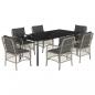 Preview: 7-tlg. Garten-Essgruppe mit Kissen Hellgrau Poly Rattan