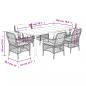 Preview: 7-tlg. Garten-Essgruppe mit Kissen Hellgrau Poly Rattan