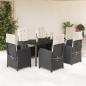 Preview: 7-tlg. Garten-Essgruppe mit Kissen Schwarz Poly Rattan