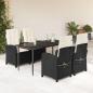 Preview: ARDEBO.de - 5-tlg. Garten-Essgruppe mit Kissen Schwarz Poly Rattan