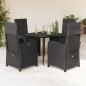 Preview: ARDEBO.de - 5-tlg. Garten-Essgruppe mit Kissen Schwarz Poly Rattan