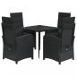 Preview: 5-tlg. Garten-Essgruppe mit Kissen Schwarz Poly Rattan
