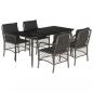 Preview: 5-tlg. Garten-Essgruppe mit Kissen Grau Poly Rattan