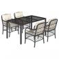 Preview: 5-tlg. Garten-Essgruppe mit Kissen Schwarz Poly Rattan
