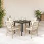 Preview: ARDEBO.de - 5-tlg. Garten-Essgruppe mit Kissen Beige Poly Rattan