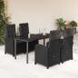 Preview: ARDEBO.de - 5-tlg. Garten-Essgruppe mit Kissen Schwarz Poly Rattan