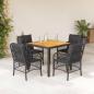 Preview: ARDEBO.de - 5-tlg. Garten-Essgruppe mit Kissen Schwarz Poly Rattan
