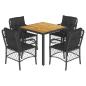 Preview: 5-tlg. Garten-Essgruppe mit Kissen Schwarz Poly Rattan
