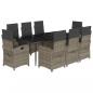 Preview: 9-tlg. Garten-Essgruppe mit Kissen Grau Poly Rattan