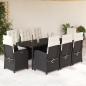 Preview: ARDEBO.de - 9-tlg. Garten-Essgruppe mit Kissen Schwarz Poly Rattan