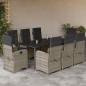 Preview: ARDEBO.de - 9-tlg. Garten-Essgruppe mit Kissen Hellgrau Poly Rattan