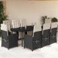Preview: ARDEBO.de - 9-tlg. Garten-Essgruppe mit Kissen Schwarz Poly Rattan