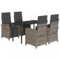 Preview: 5-tlg. Garten-Essgruppe mit Kissen Grau Poly Rattan