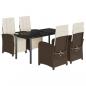Preview: 5-tlg. Garten-Essgruppe mit Kissen Braun Poly Rattan