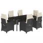 Preview: 7-tlg. Garten-Essgruppe mit Kissen Schwarz Poly Rattan