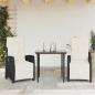 Preview: ARDEBO.de - 3-tlg. Garten-Essgruppe mit Kissen Schwarz Poly Rattan
