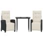 Preview: 3-tlg. Garten-Essgruppe mit Kissen Schwarz Poly Rattan