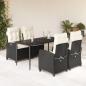 Preview: ARDEBO.de - 5-tlg. Garten-Essgruppe mit Kissen Schwarz Poly Rattan