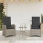 Preview: ARDEBO.de - Gartensessel mit Kissen 2 Stk. Verstellbar Grau Poly Rattan