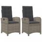 Preview: Gartensessel mit Kissen 2 Stk. Verstellbar Grau Poly Rattan